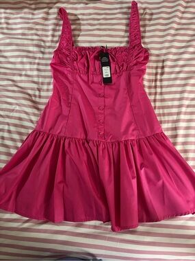 Hot Pink Ruffle Strap Summer Dress